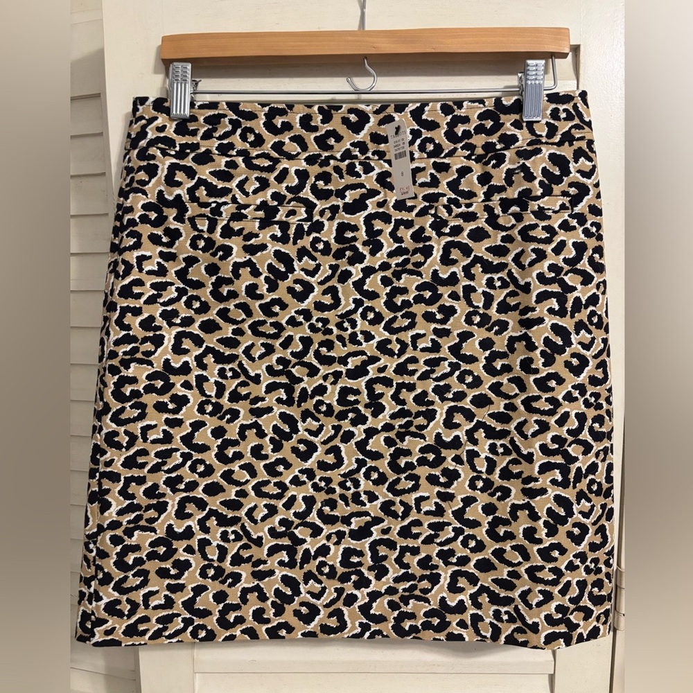Animal Print Cotton Skirt, Black & Brown, Size 8, New with Tags, Talbots